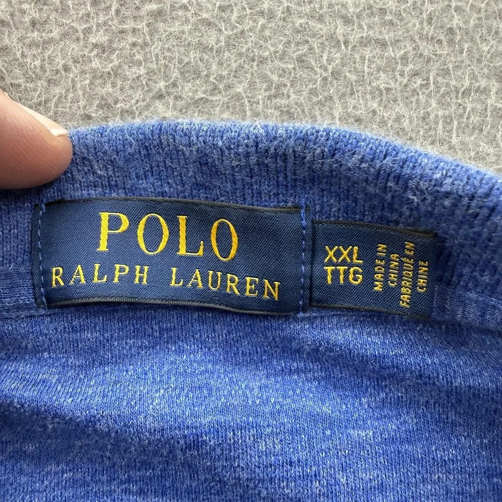 Polo Ralph Lauren Polo Shirt Mens 2XL Blue Solid Cotton Pony Logo Casual